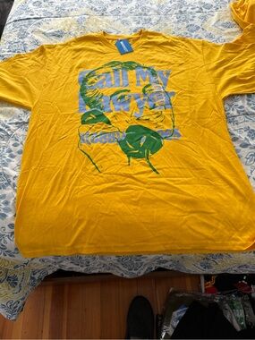 Market Studios Men's Yellow Graphic Short Sleeve Tee - 'Call My Lawyer' Print